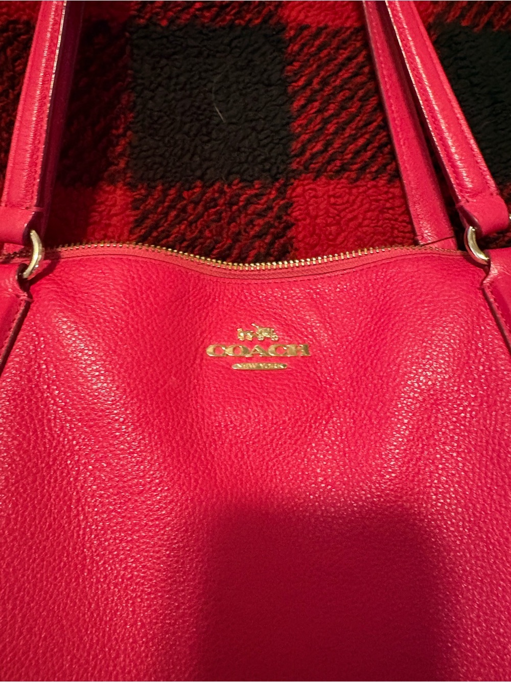 Coach Hot Pink Pebbled Leather Shoulder Bag with Gold Hardware